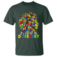 Colorful Autism Acceptance Lion T Shirt It Is Ok To Be Different Courageous Neurodiversity Support