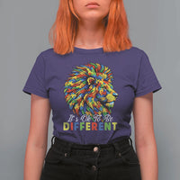 Colorful Autism Acceptance Lion T Shirt For Women It Is Ok To Be Different Courageous Neurodiversity Support