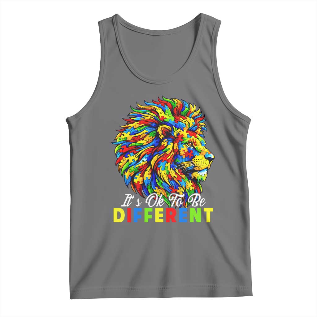 Colorful Autism Acceptance Lion Tank Top It Is Ok To Be Different Courageous Neurodiversity Support