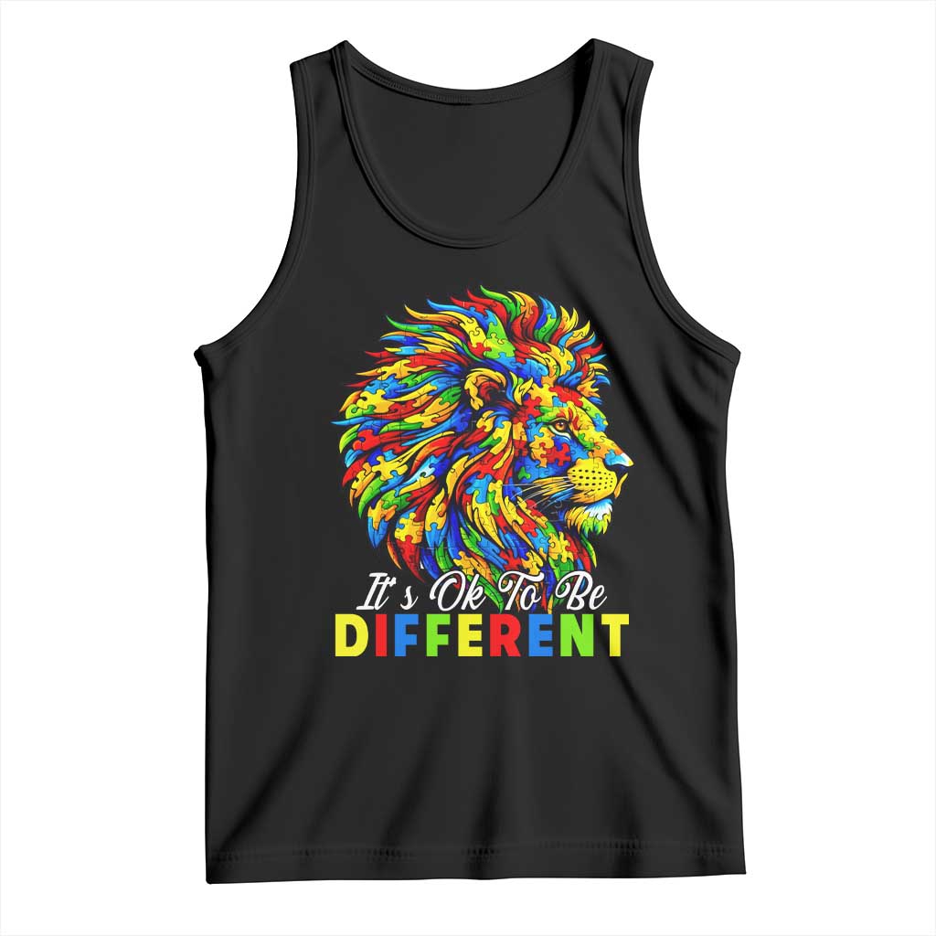 Colorful Autism Acceptance Lion Tank Top It Is Ok To Be Different Courageous Neurodiversity Support