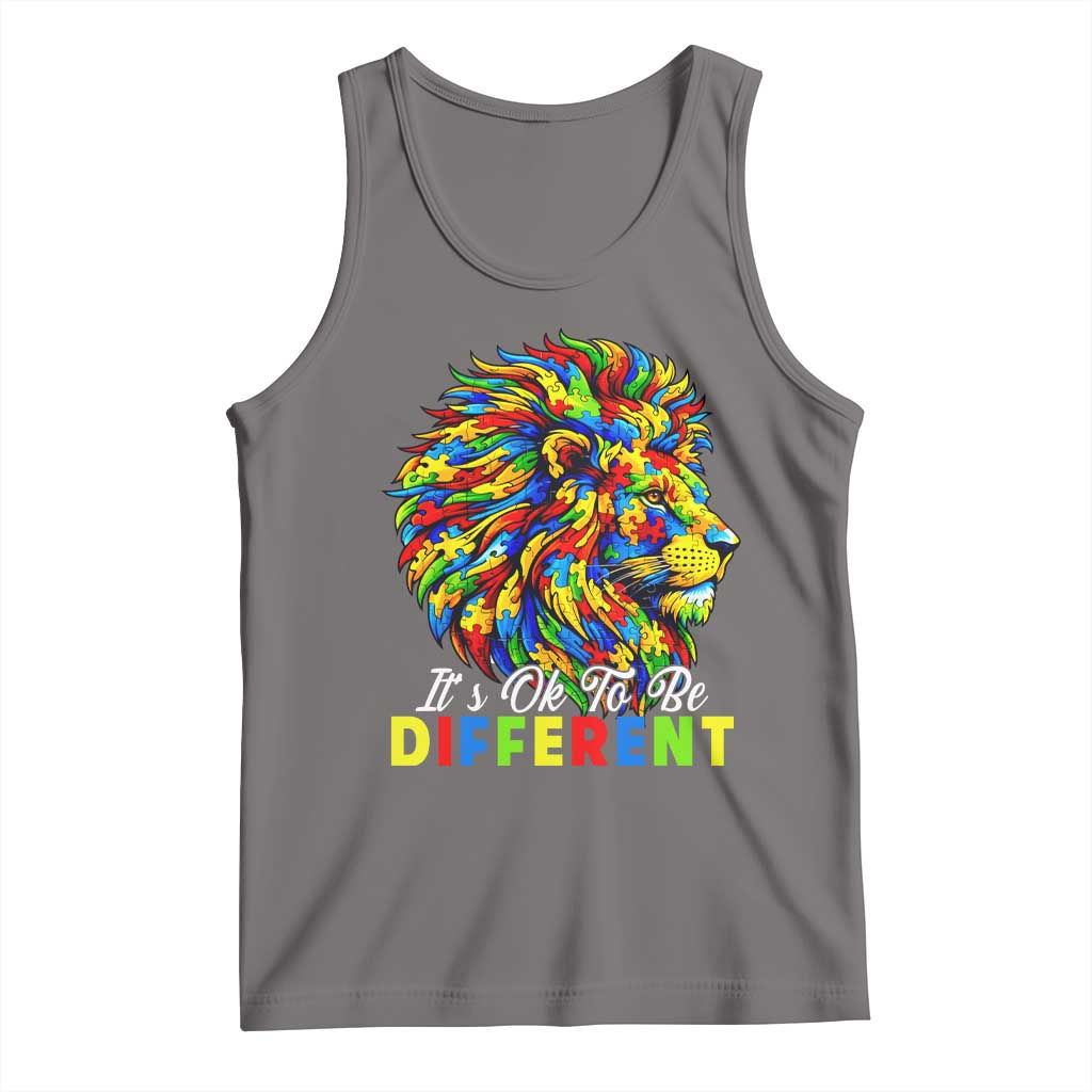 Colorful Autism Acceptance Lion Tank Top It Is Ok To Be Different Courageous Neurodiversity Support