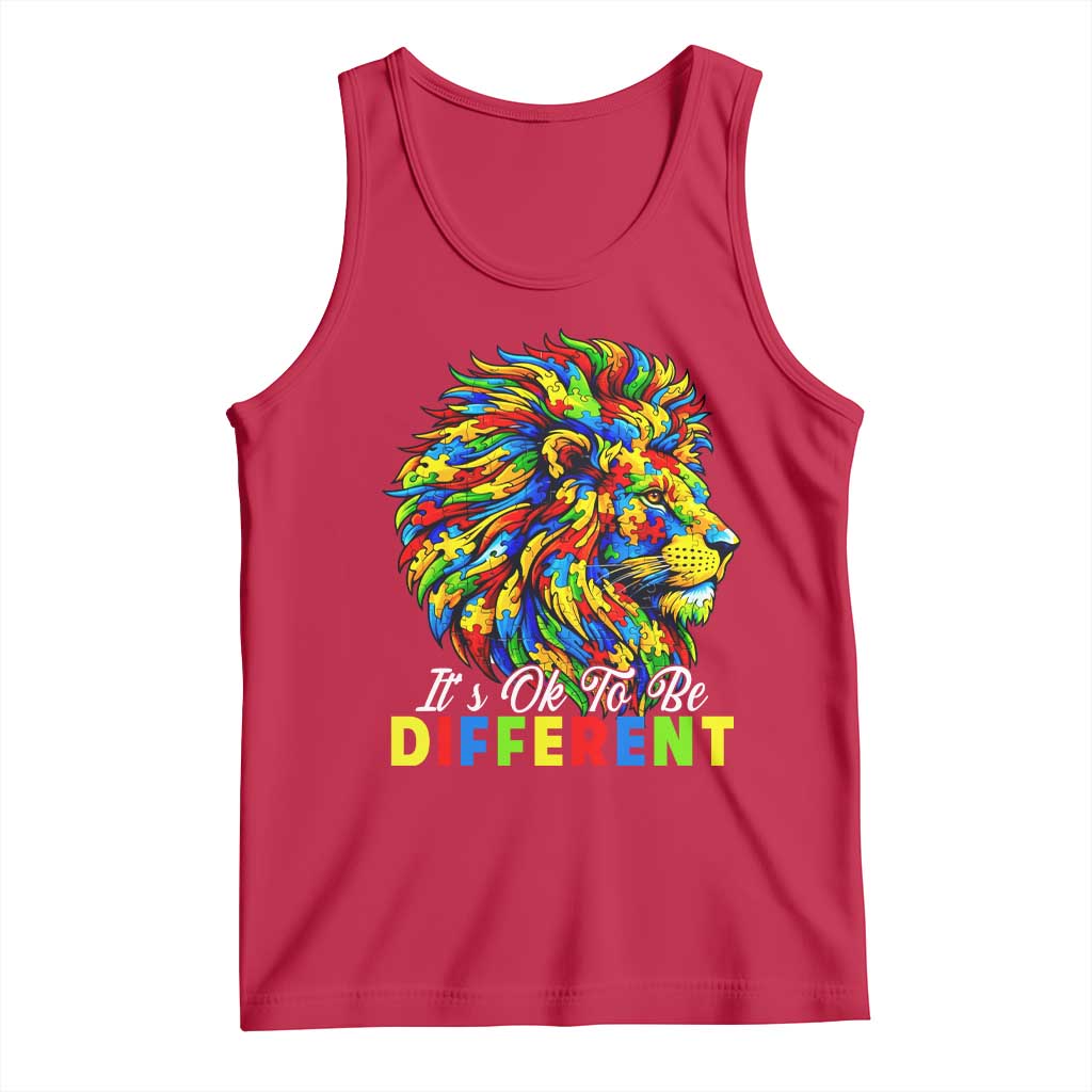Colorful Autism Acceptance Lion Tank Top It Is Ok To Be Different Courageous Neurodiversity Support