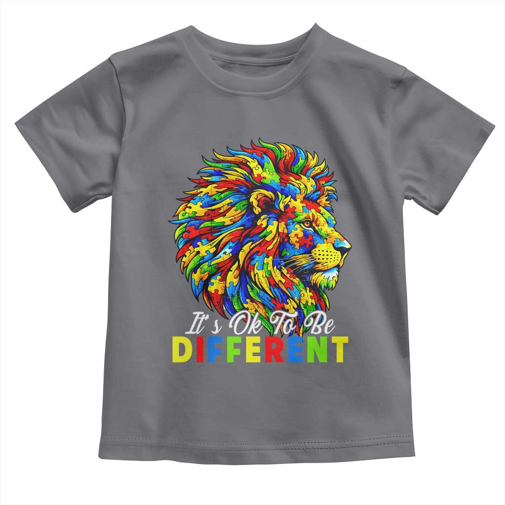 Colorful Autism Acceptance Lion Toddler T Shirt It Is Ok To Be Different Courageous Neurodiversity Support