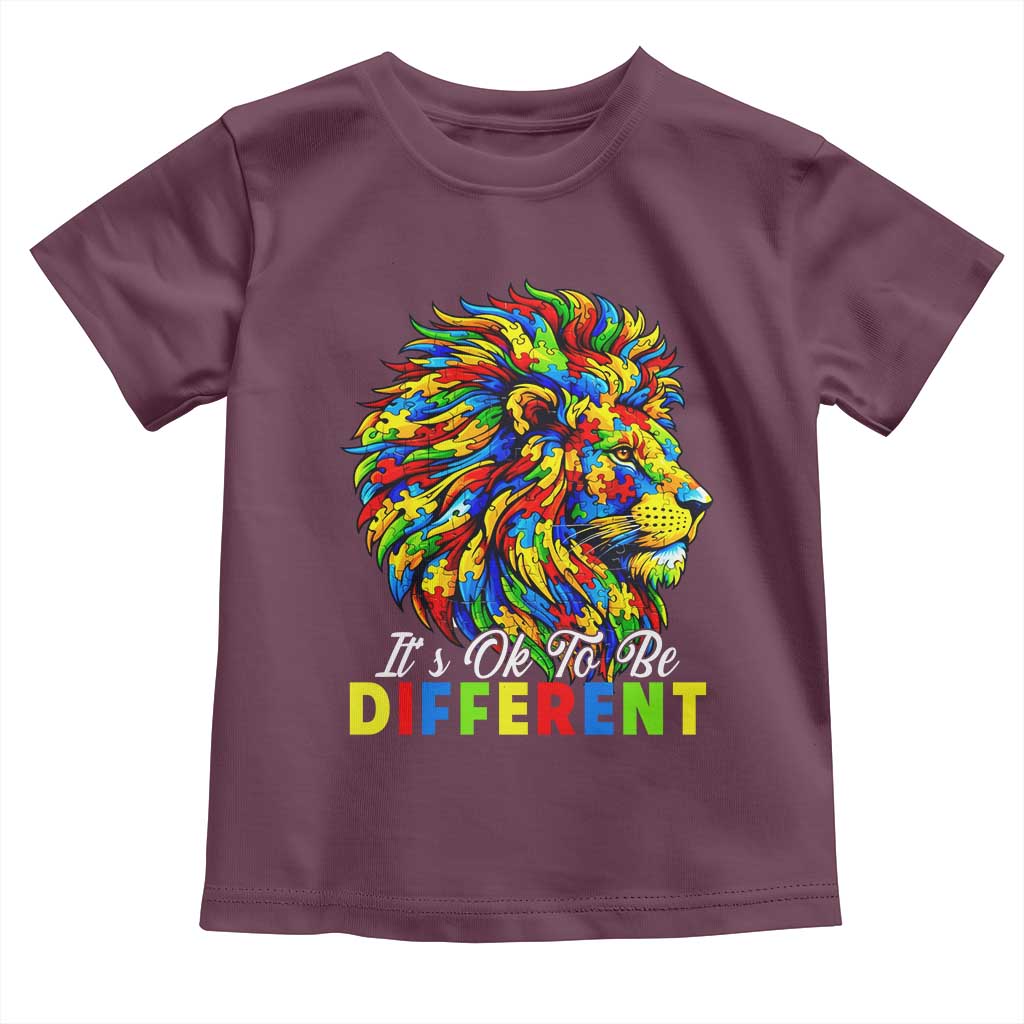 Colorful Autism Acceptance Lion Toddler T Shirt It Is Ok To Be Different Courageous Neurodiversity Support