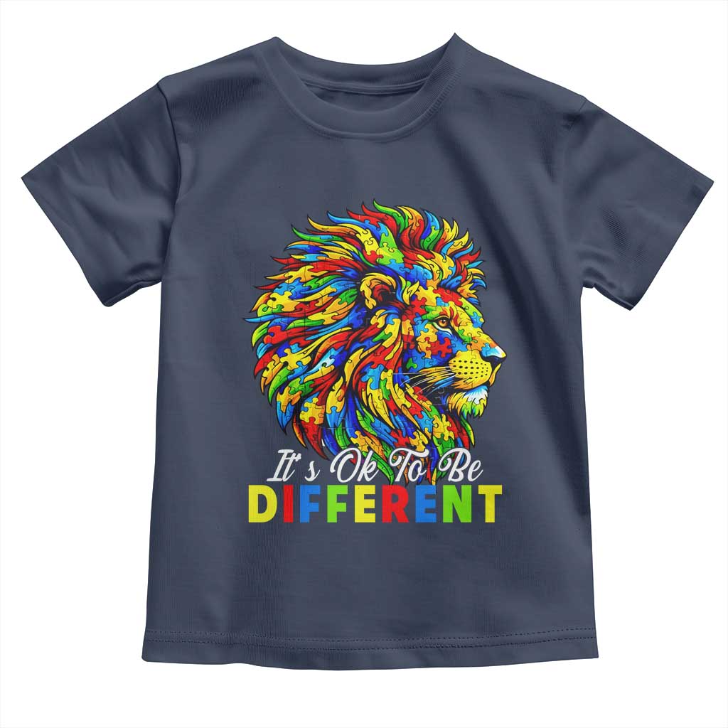 Colorful Autism Acceptance Lion Toddler T Shirt It Is Ok To Be Different Courageous Neurodiversity Support