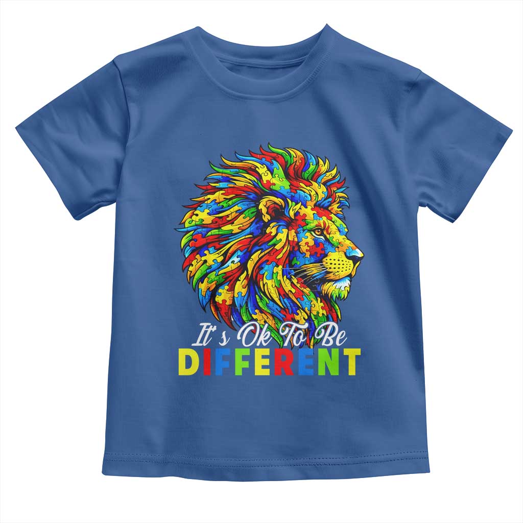 Colorful Autism Acceptance Lion Toddler T Shirt It Is Ok To Be Different Courageous Neurodiversity Support
