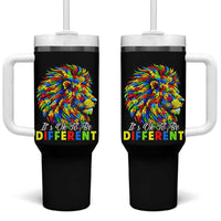 Colorful Autism Acceptance Lion Tumbler With Handle It Is Ok To Be Different Courageous Neurodiversity Support