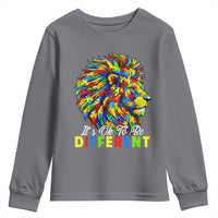 Colorful Autism Acceptance Lion Youth Sweatshirt It Is Ok To Be Different Courageous Neurodiversity Support