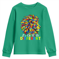Colorful Autism Acceptance Lion Youth Sweatshirt It Is Ok To Be Different Courageous Neurodiversity Support