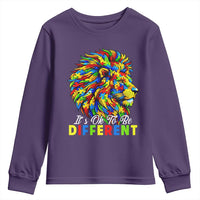 Colorful Autism Acceptance Lion Youth Sweatshirt It Is Ok To Be Different Courageous Neurodiversity Support