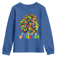 Colorful Autism Acceptance Lion Youth Sweatshirt It Is Ok To Be Different Courageous Neurodiversity Support