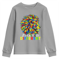 Colorful Autism Acceptance Lion Youth Sweatshirt It Is Ok To Be Different Courageous Neurodiversity Support