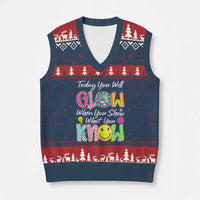 Motivational Test Day Glow V-Neck Knit Sweater Vest Today You Will Glow When You Show What You Know