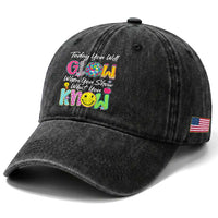 Motivational Test Day Glow Washed Cotton Baseball Cap Today You Will Glow When You Show What You Know