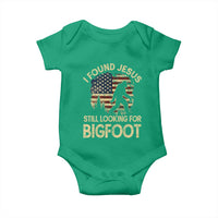 I Found Jesus Still Looking for Bigfoot Patriotic Baby Onesie American Flag Christian Religious Sasquatch Vintage