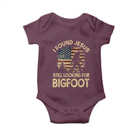 I Found Jesus Still Looking for Bigfoot Patriotic Baby Onesie American Flag Christian Religious Sasquatch Vintage