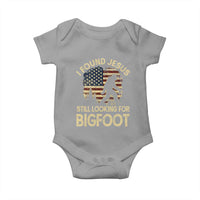 I Found Jesus Still Looking for Bigfoot Patriotic Baby Onesie American Flag Christian Religious Sasquatch Vintage