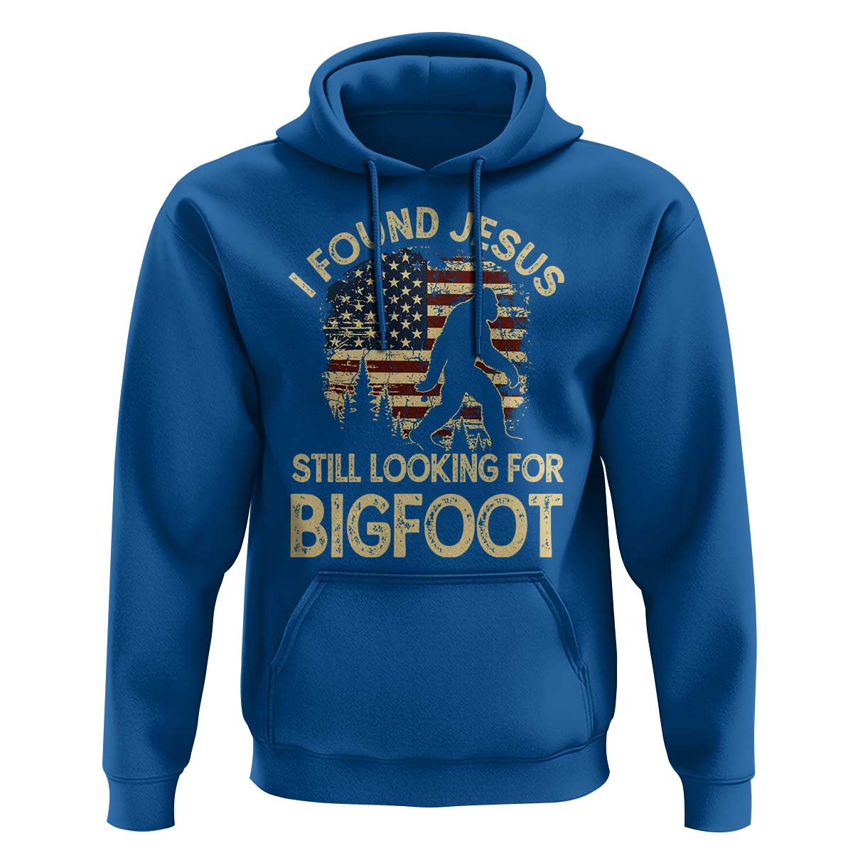 I Found Jesus Still Looking for Bigfoot Patriotic Hoodie American Flag Christian Religious Sasquatch Vintage