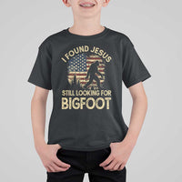 I Found Jesus Still Looking for Bigfoot Patriotic T Shirt For Kid American Flag Christian Religious Sasquatch Vintage