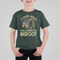 I Found Jesus Still Looking for Bigfoot Patriotic T Shirt For Kid American Flag Christian Religious Sasquatch Vintage