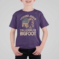 I Found Jesus Still Looking for Bigfoot Patriotic T Shirt For Kid American Flag Christian Religious Sasquatch Vintage