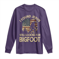 I Found Jesus Still Looking for Bigfoot Patriotic Long Sleeve Shirt American Flag Christian Religious Sasquatch Vintage