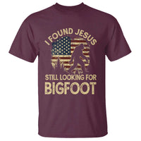 I Found Jesus Still Looking for Bigfoot Patriotic T Shirt American Flag Christian Religious Sasquatch Vintage