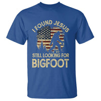 I Found Jesus Still Looking for Bigfoot Patriotic T Shirt American Flag Christian Religious Sasquatch Vintage