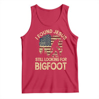 I Found Jesus Still Looking for Bigfoot Patriotic Tank Top American Flag Christian Religious Sasquatch Vintage