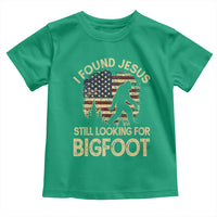 I Found Jesus Still Looking for Bigfoot Patriotic Toddler T Shirt American Flag Christian Religious Sasquatch Vintage