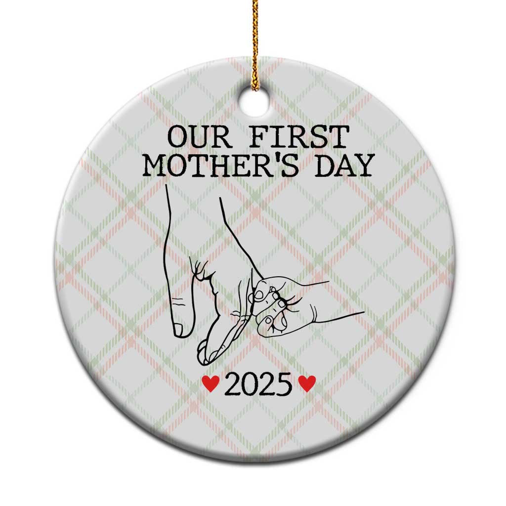 New Mom Est. 2025 Ceramic Ornament First Mother’s Day Matching Gift Light - Wonder Print Shop