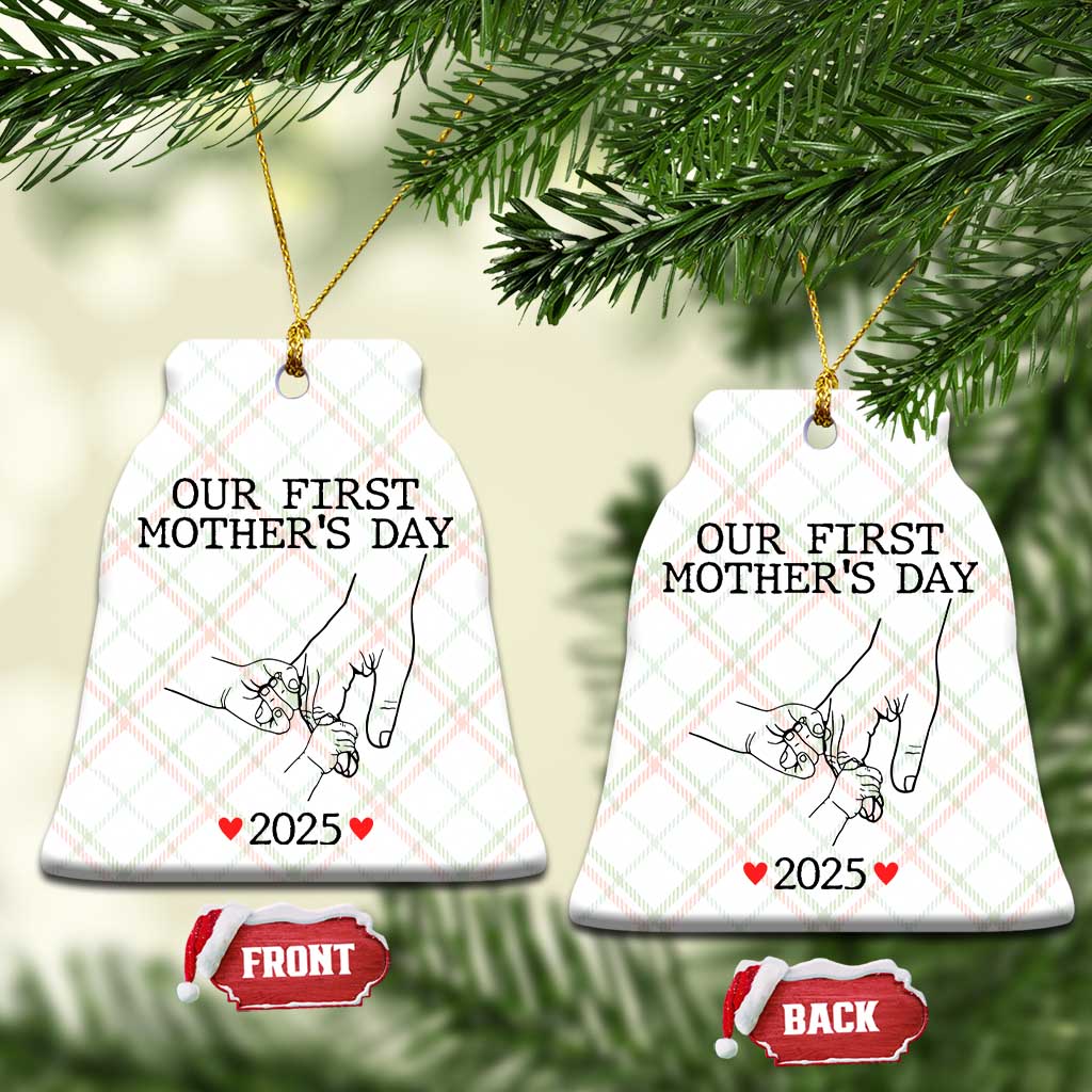 New Mom of Twins Est. 2025 Ceramic Ornament First Mother’s Day Matching Gift Light - Wonder Print Shop