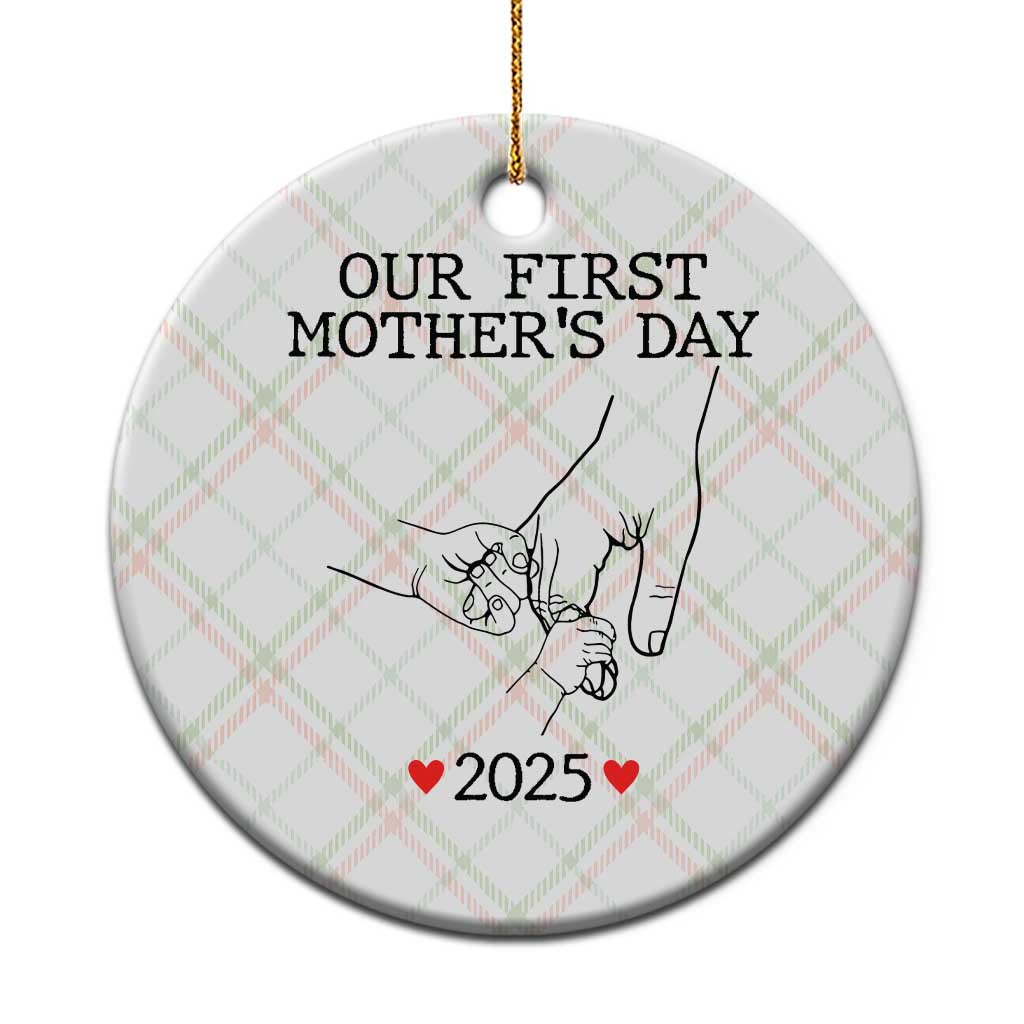 New Mom of Twins Est. 2025 Ceramic Ornament First Mother’s Day Matching Gift Light - Wonder Print Shop