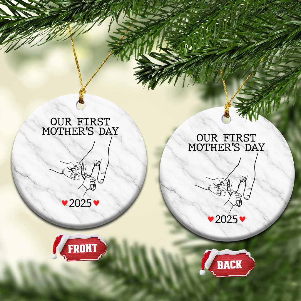 New Mom of Twins Est. 2025 Ceramic Ornament First Mother’s Day Matching Gift Light - Wonder Print Shop