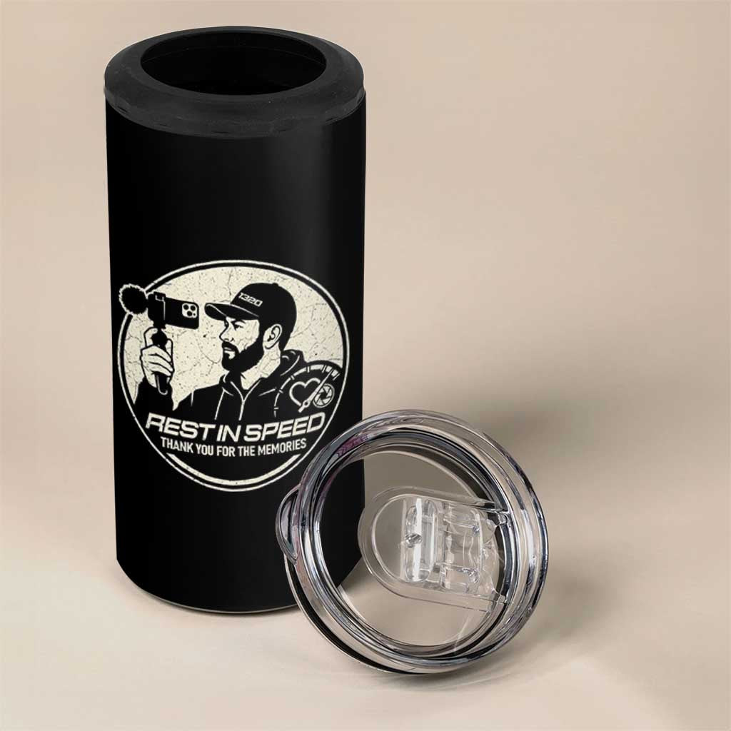 Rest In Speed Thank You For The Memories 4 in 1 Can Cooler Tumbler Automotive Media Legend Memorial Tribute