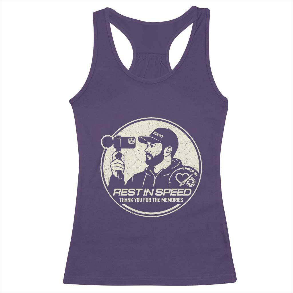 Rest In Speed Thank You For The Memories Racerback Tank Top Automotive Media Legend Memorial Tribute