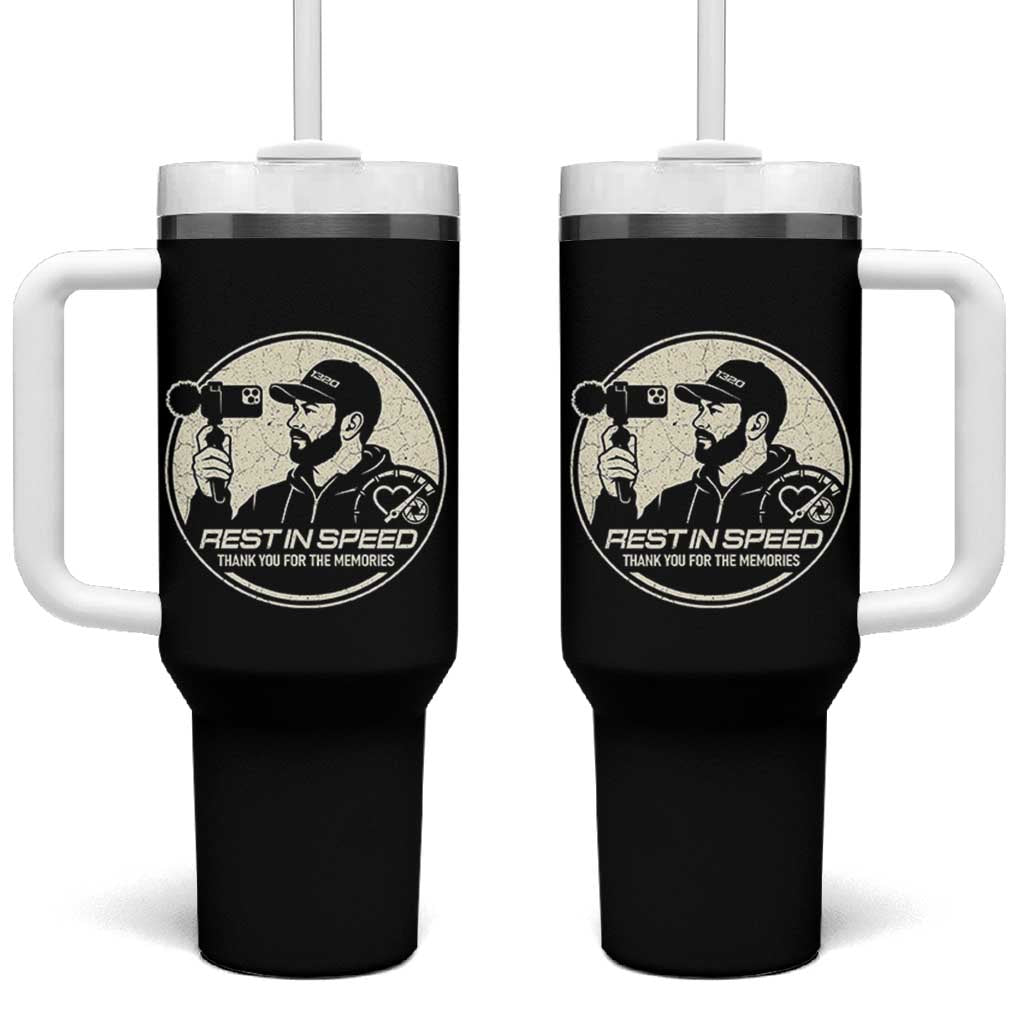 Rest In Speed Thank You For The Memories Tumbler With Handle Automotive Media Legend Memorial Tribute