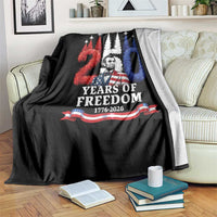 250 Years of Freedom Abraham Lincoln Patriotic Throw Blanket US Fighter Jets Red White and Blue 1776 to 2026 Semiquincentennial