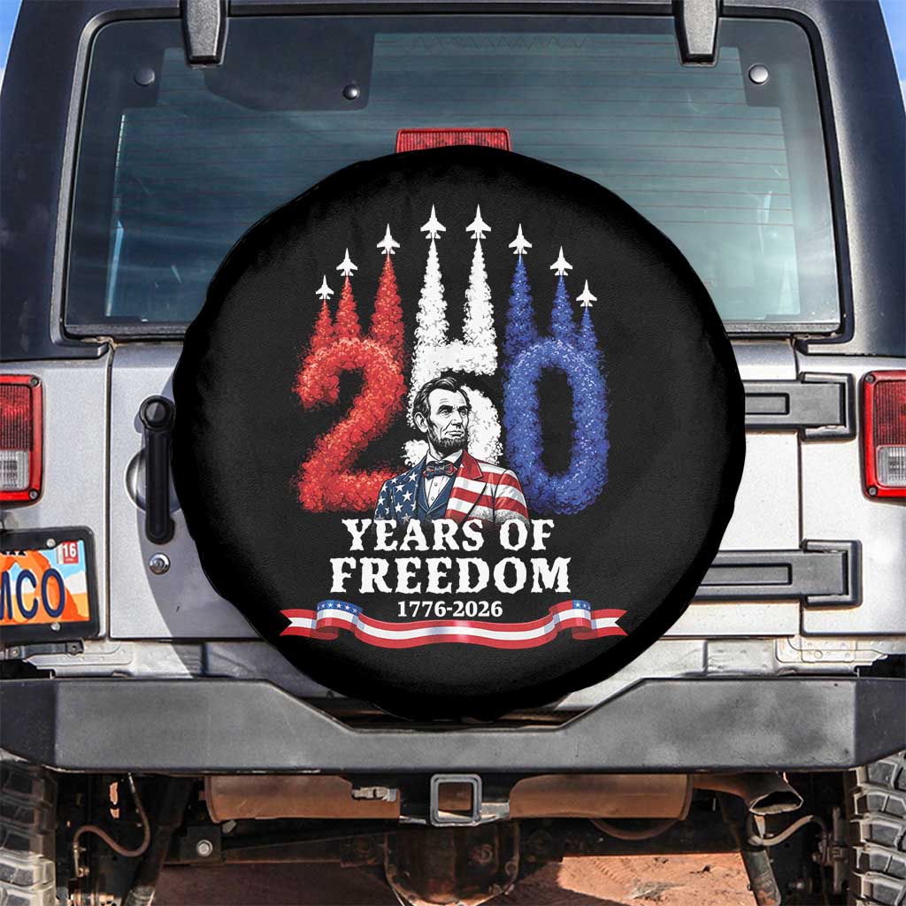 250 Years of Freedom Abraham Lincoln Patriotic Spare Tire Cover US Fighter Jets Red White and Blue 1776 to 2026 Semiquincentennial