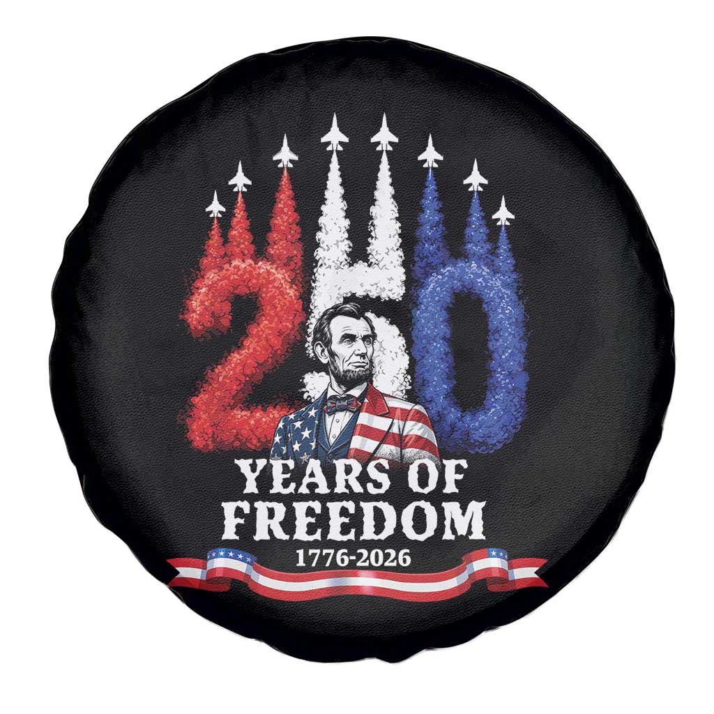 250 Years of Freedom Abraham Lincoln Patriotic Spare Tire Cover US Fighter Jets Red White and Blue 1776 to 2026 Semiquincentennial