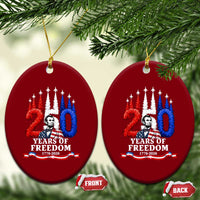 250 Years of Freedom Abraham Lincoln Patriotic Ceramic Ornament US Fighter Jets Red White and Blue 1776 to 2026 Semiquincentennial