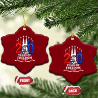 250 Years of Freedom Abraham Lincoln Patriotic Ceramic Ornament US Fighter Jets Red White and Blue 1776 to 2026 Semiquincentennial