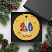 250 Years of Freedom Abraham Lincoln Patriotic Ceramic Ornament US Fighter Jets Red White and Blue 1776 to 2026 Semiquincentennial