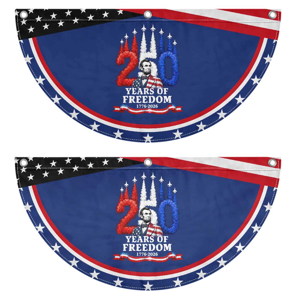 250 Years of Freedom Abraham Lincoln Patriotic Fan Flag US Fighter Jets Red White and Blue 1776 to 2026 Semiquincentennial