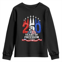 250 Years of Freedom Abraham Lincoln Patriotic Youth Sweatshirt US Fighter Jets Red White and Blue 1776 to 2026 Semiquincentennial