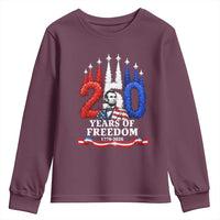 250 Years of Freedom Abraham Lincoln Patriotic Youth Sweatshirt US Fighter Jets Red White and Blue 1776 to 2026 Semiquincentennial