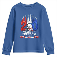 250 Years of Freedom Abraham Lincoln Patriotic Youth Sweatshirt US Fighter Jets Red White and Blue 1776 to 2026 Semiquincentennial