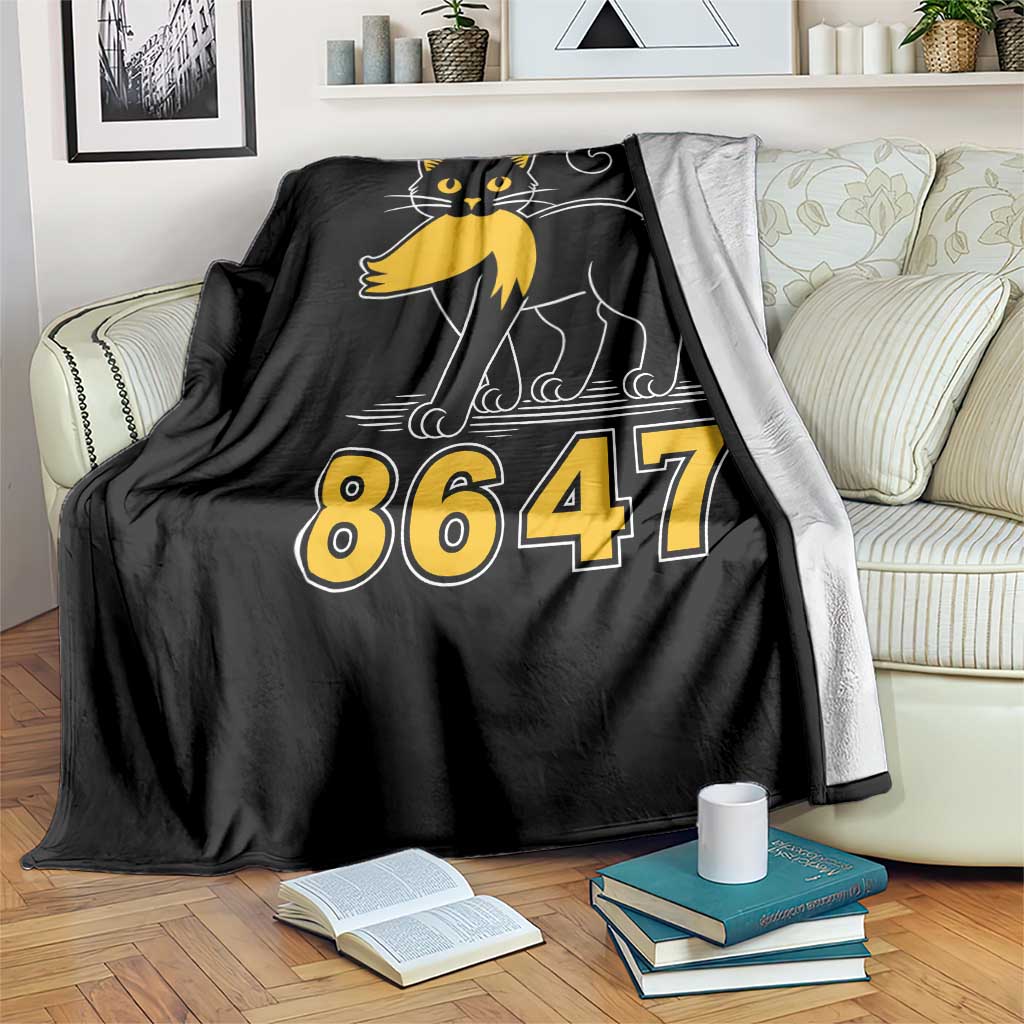 8647 Black Cat Golden Hair Prey Throw Blanket Funny Coded Political Satire