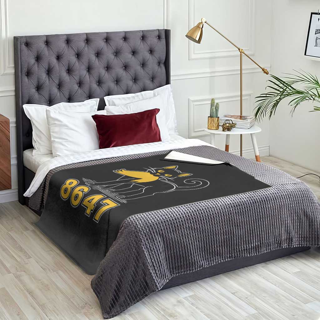 8647 Black Cat Golden Hair Prey Throw Blanket Funny Coded Political Satire