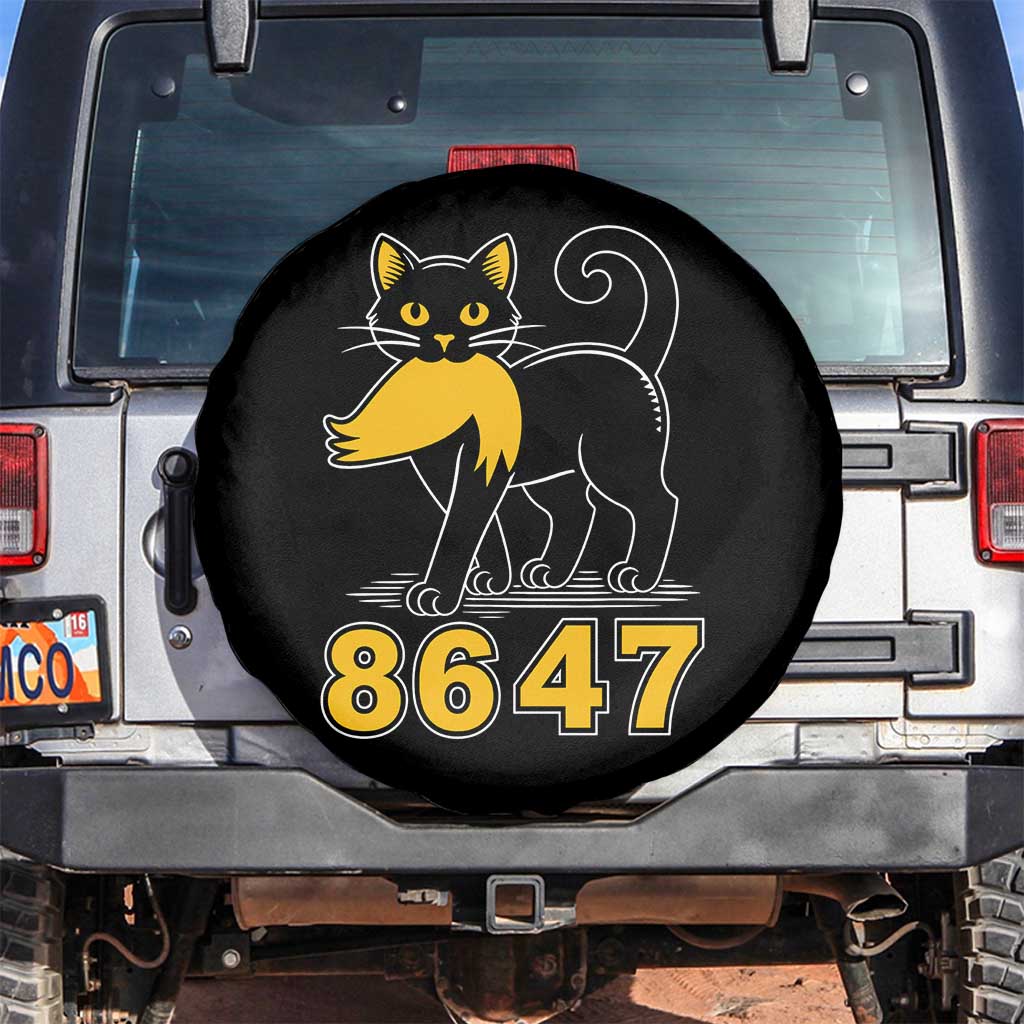 8647 Black Cat Golden Hair Prey Spare Tire Cover Funny Coded Political Satire